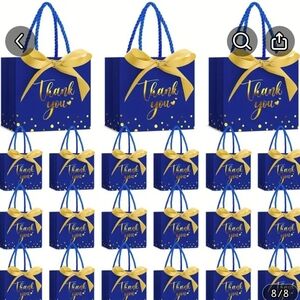Lot Of 24 Royal Blue and Gold Thank You Gift Bags